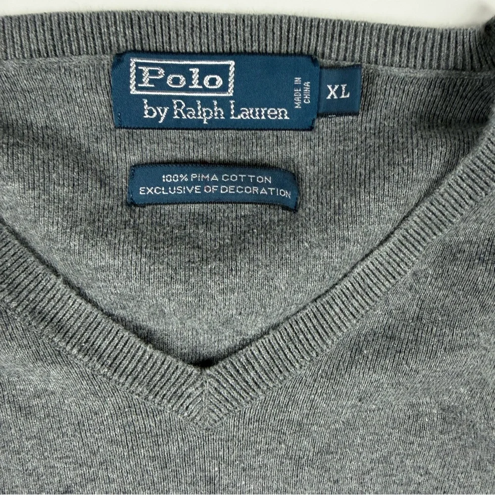Polo Ralph Lauren‎ Pima Cotton Gray V-Neck Sweater XL